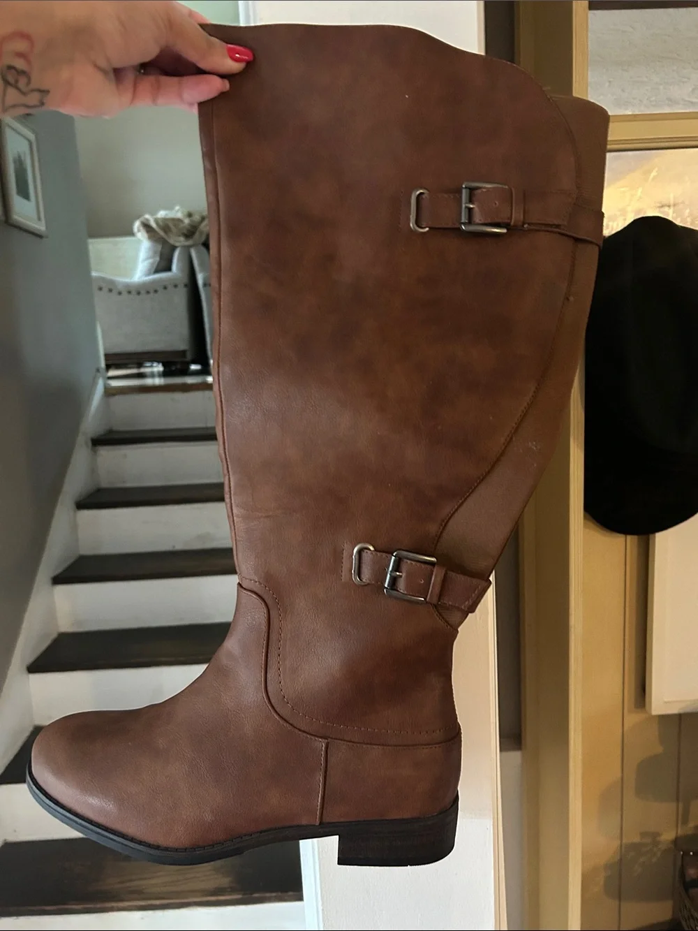 Women’s Brown Leather Riding Boots - Classic Tall Zip Boot-Wide Calf